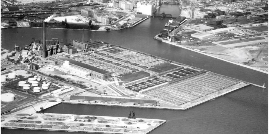 historical shot of Jones Island Wastewater Treatment Plant
