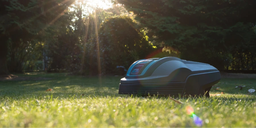 automatic mower in lawn