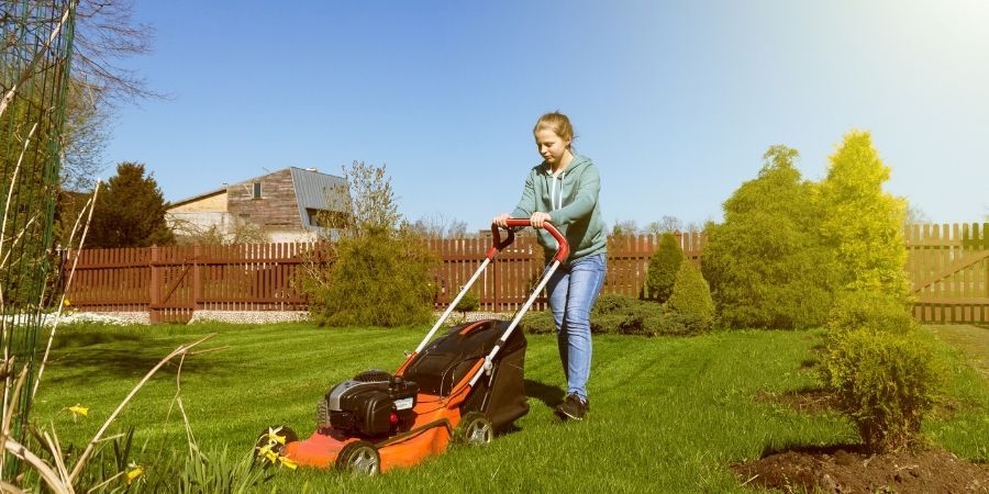 Kids Interested Gardening Teenager Mowing