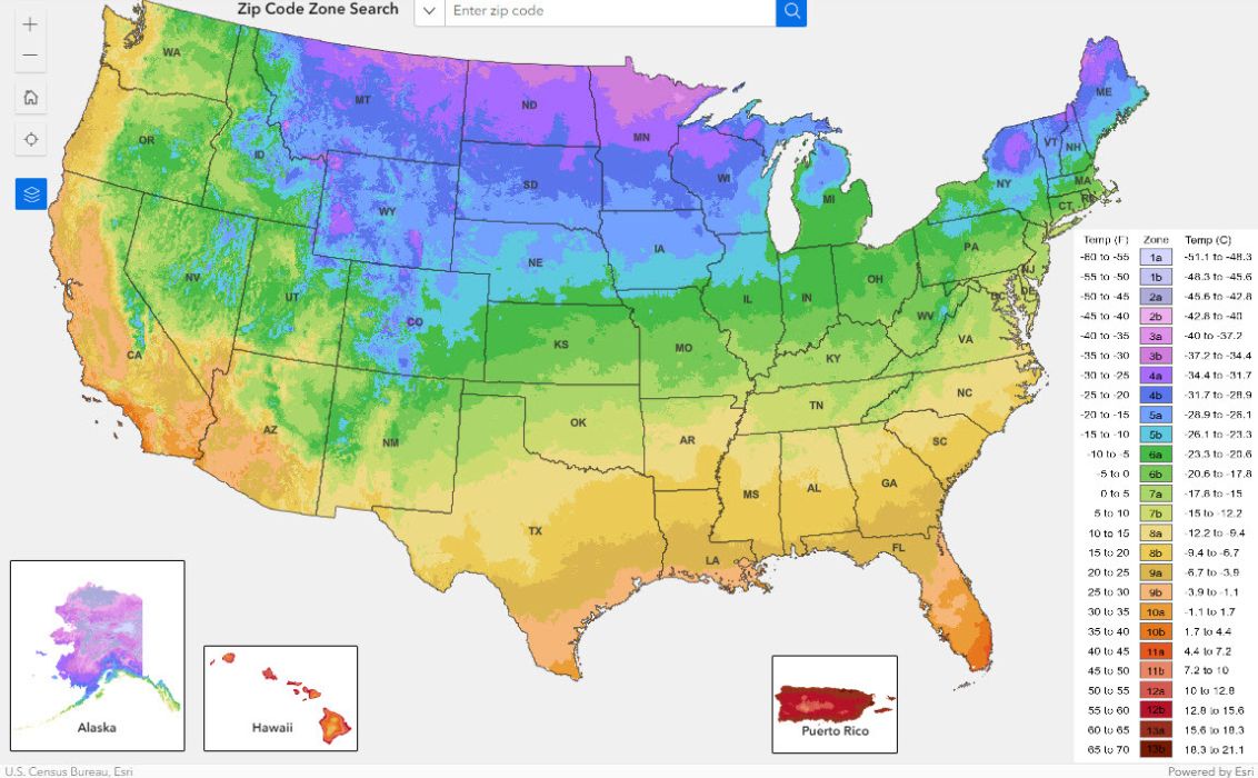 USDA Plant Hardiness Zone Map
