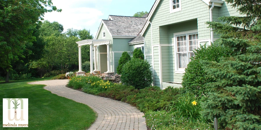 MM curb appeal front house shrub and ground cover
