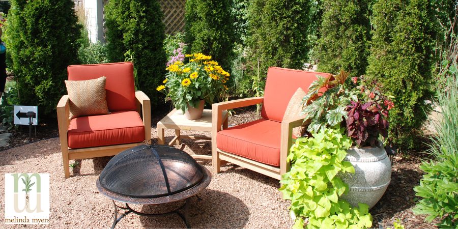 lawn chairs and fire pit