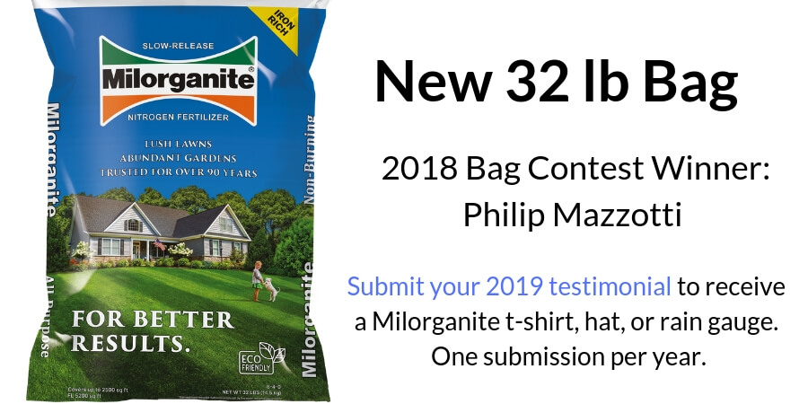 32 lb Milorganite fertilizer bag 