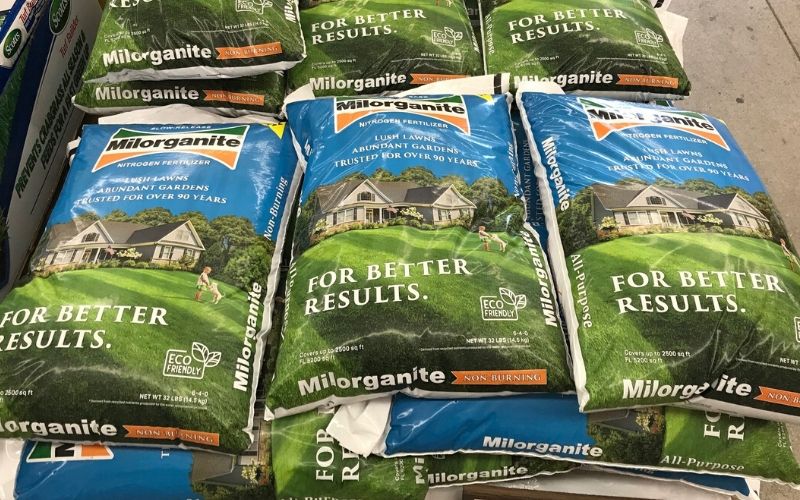 Bags of Milorganite fertilizer