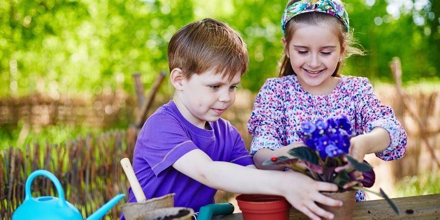 Kids Interested Gardening Children Planting