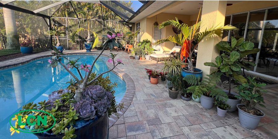lanai in the morning by pool