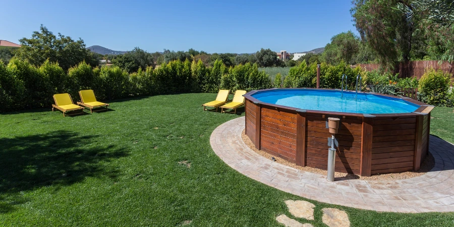 stone around above ground pool
